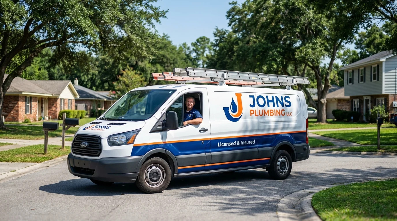 Johns Plumbing LLC service van in Okawville, IL