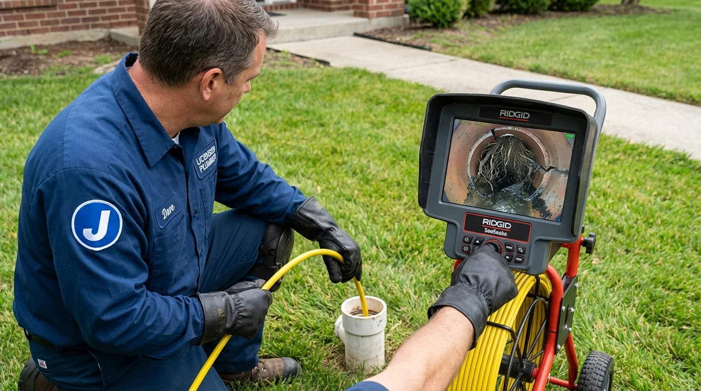 Sewer camera inspection being performed by Johns Plumbing LLC in Okawville